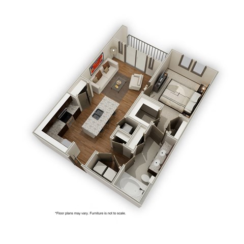Floor plan for 1 bed, 1 bath, 754 sqft